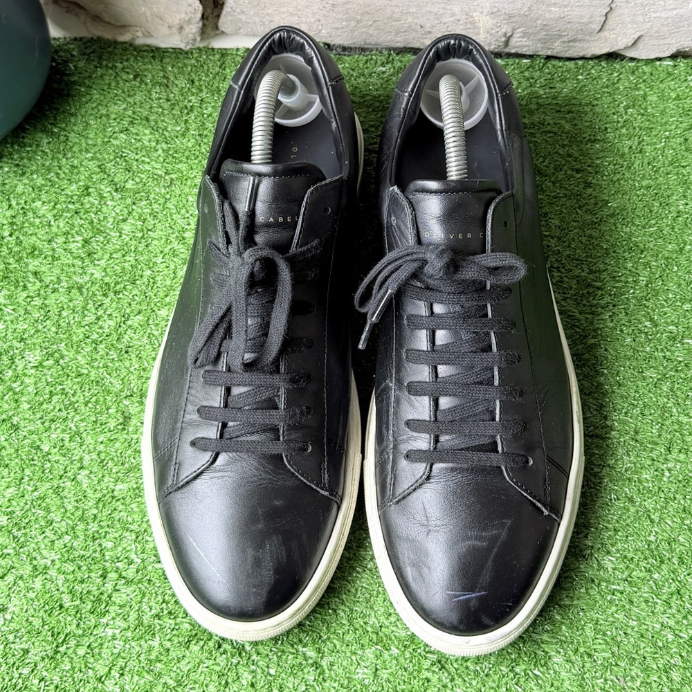 Oliver Cabell Black Cap Toe Leather Mens Sneakers